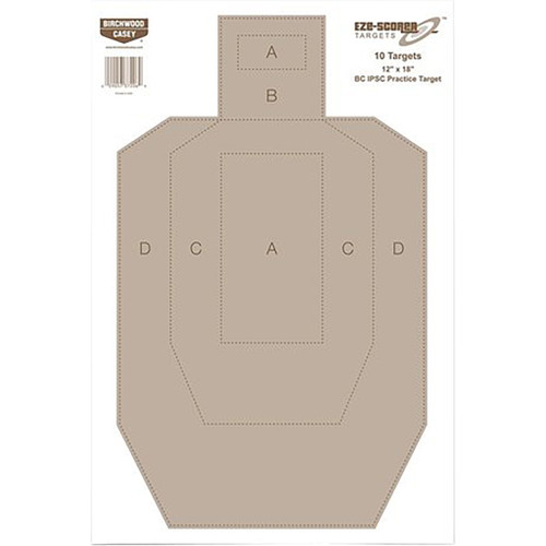 Birchwood Casey Eze-Scorer Bc-IPSC Practice Paper Target 12"x18" 10 Count - BC-37206