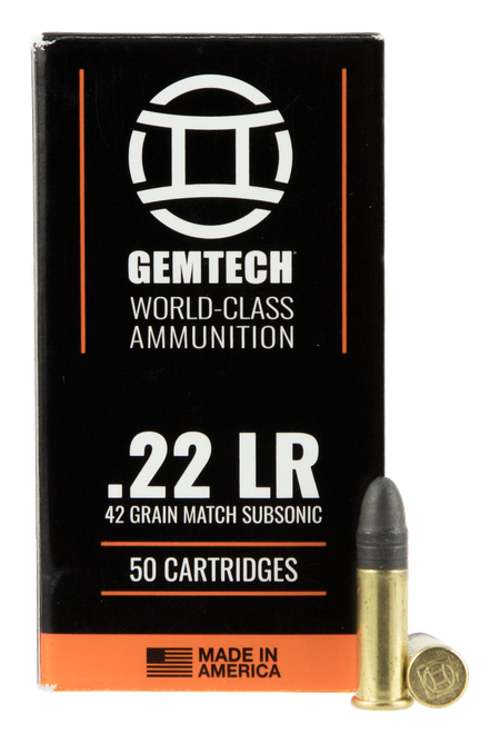 Gemtech Lead Nose 22 LR Ammo 42gr LRN Subsonic 50 Rounds - 3009679
