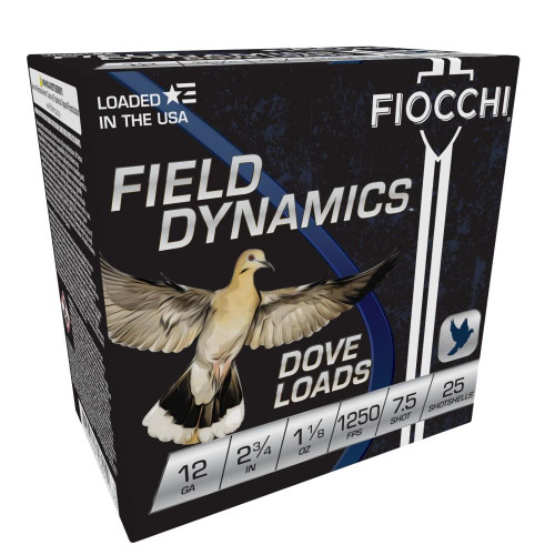 Fiocchi Field Dynamics Dove & Quail 12 Gauge Ammo 2-3/4" 1-1/8oz #7.5 25 Rounds - 12GTX187