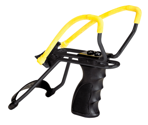 Daisy Slingshot w/ Pistol Grip Yellow Steel Frame Black Molded Sure-Grip Wrist Support Handle