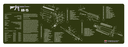 Beck Tek Llc TekMat AR-15 Cleaning Mat OD Green Rubber 12"x36" Parts Diagram