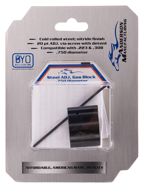 Anderson Low Profile Gas Block Adjustable .750 Nitride Steel Version - G2L054D0000P