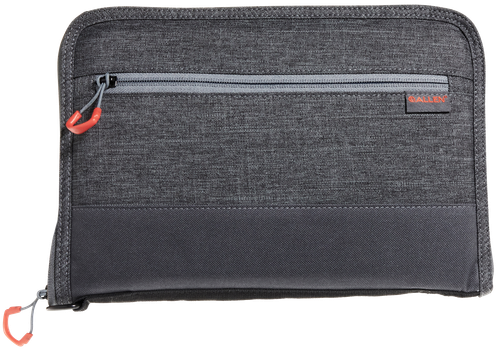 Allen Auto-Fit 2.0 Deluxe Handgun Case Gray w/Red Accents Foam Padding Knit Interior Exterior Pocket Finish for Most Full-Size Semi-Autos 11" L