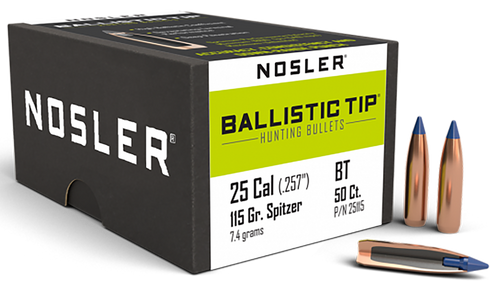 Nosler Ballistic Tip 25Cal 115gr Spitzer Point