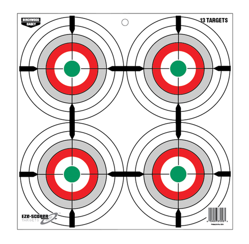 Birchwood Casey EZE-Scorer 12" Bullseye Paper Hanging Multi-Color 13 Per Pkg