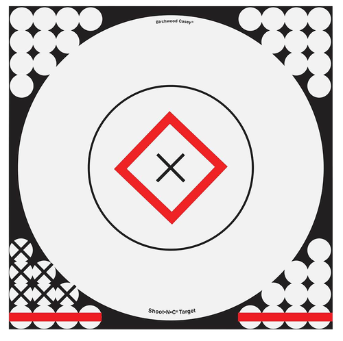 Birchwood Casey Shoot-N-C Reactive Target Self-Adhesive Paper Black/Red/White 17.25" Bullseye 5 Pack