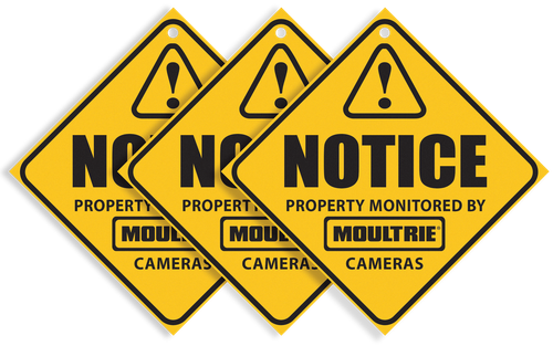Moultrie Camera Surveillance Signs Yellow 3 Per