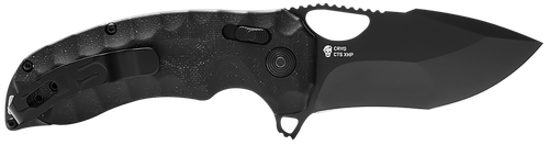 S.O.G Kiku XR 3.03" Folding Tanto Plain Satin CTS XHP Steel Blade Deep Textured Black Linen Micarta Handle Includes Belt Clip
