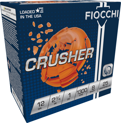 Fiocchi Exacta Target Crusher 12 Gauge Ammo 2-3/4" 1oz #8 25 Rounds - 12CRSR8