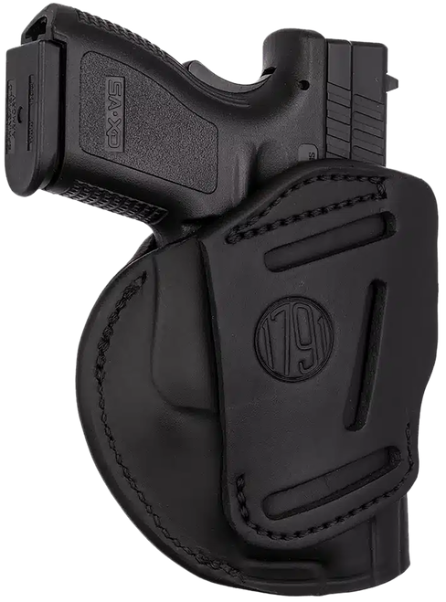 1791 Gunleather 4-Way IWB/OWB 05 Stealth Black Leather Belt Clip Fits S&W M&P/Springfield XD/Glock 17/HK VP9 Left Hand