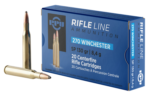 PPU Standard Rifle 270Win 130gr Soft Point 20 Per Box/10 Case