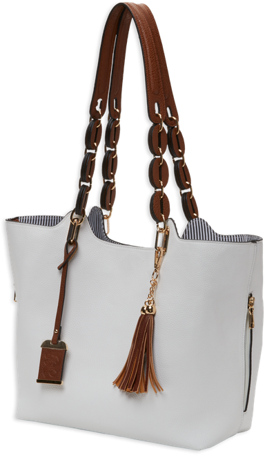 Bulldog Tote Purse w/Holster White Leather Most