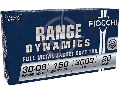 Fiocchi Range Dynamics 30-06 Springfield Ammo 150gr FMJBT 20 Rounds - 3006A