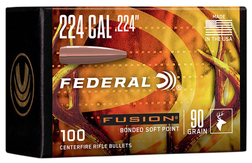Federal Fusion Component Bonded Soft Point / 4 Case 224 Cal .224 90gr, 100 Count - FB224F1