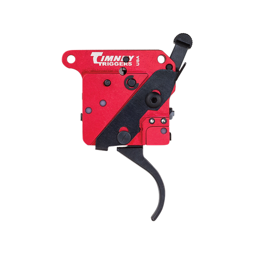 Timney Triggers 2-Stage Two-Stage Curved Trigger with 1-1.50 lbs Draw Weight & Black/Red Finish for Remington 700 Right