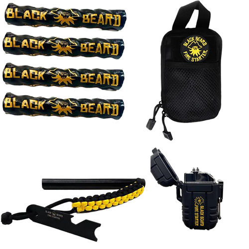 Black Beard Fire Starters Ultimate Kit Includes Ferro Rod/Plasma ARC - SKB