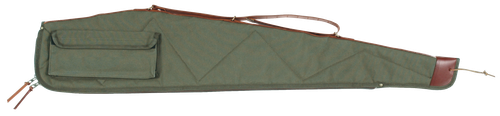 Bob Allen Canvas Rifle Case 48" Green w/ Quilted Flannel Lining Leather Sling & Self-Repairing Nylon Zipper
