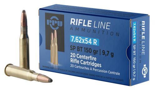 PPU Metric Rifle 7.62x54mmR 150gr Soft Point Boat Tail 20 Per Box/10 Case