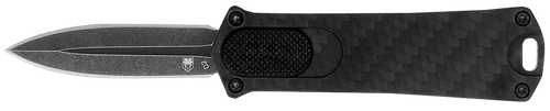 Cobra Tec 952 1.75" OTF Dagger Plain Stonewashed D2 Blade 3" Black Handle - 952BLKDAGNS