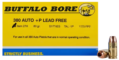 Buffalo Bore Buffalo-Barnes 380 ACP +P Ammo 80gr Tac-Xp Lead Free 20 Rounds - 27H20
