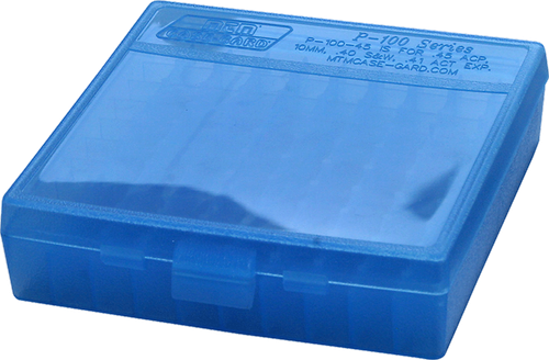 MTM Case-Gard P-100 Multi-Caliber Handgun Clear Blue Polypropylene 100-Round