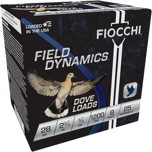 Fiocchi Field Dynamics Dove & Quail 28Gauge 2.75" 3/4oz 8Shot 25 Per Box/10 Case