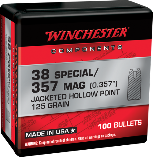Winchester Centerfire Handgun Reloading 38 Special 125gr Jacketed Hollow Point - WB38HP125X