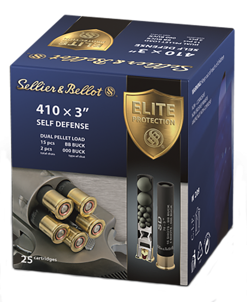 Sellier & Bellot Self Defense 410Gauge 3" 15Pellets 11/16oz 000Buck Shot 25 Box/20 Case