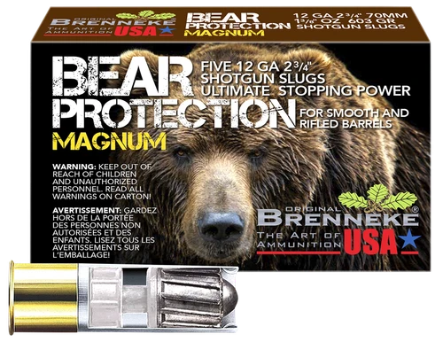Brenneke Bear Protection 12 Gauge Ammo 2-3/4" 1-3/8oz Slug 5 Rounds - SL122BPM