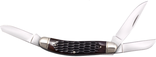 Cold Steel Gentleman's Stockman 2"/2.10"/2.50" Folding Clip/Sheepsfoot/Spey Plain 8Cr13MoV Stainless Blade/Brown Jigged w/Polished Bolsters Bone Handle
