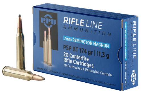 PPU Standard Rifle 7mmRemMag 174gr Pointed Soft Point Boat Tail 20 Per Box/10 Case