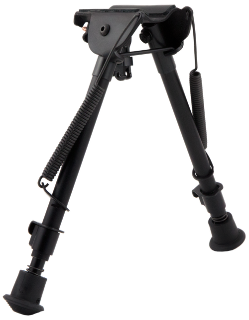 Harris Bipods LM1A2 Non-Swivel L Stud 9-13" Black Steel/Aluminum Notched Legs Rubber Feet