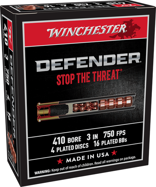 Winchester Ammo PDX1 Defender Combo 410Gauge 3" 4Defense Discs/16 BBs Shot 10 Per Box/10 Case