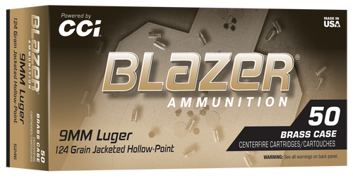 CCI Blazer 9mmLuger 124gr Jacketed Hollow Point