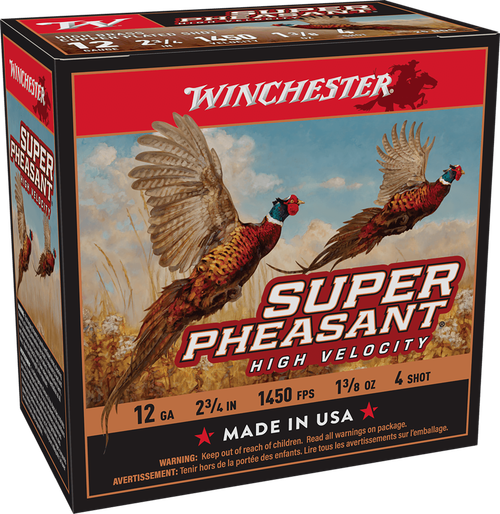 Winchester Ammo Super Pheasant High Velocity Brass 12Gauge 2.75" 1 3/8oz 4Shot 25 Per Box/10 Case
