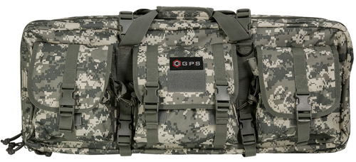 G*Outdoors GPS Bags Double Rifle Case A-Tacs AU 600D Polyester w/ 2 Padded Pistol Sleeves Molle Webbing & Lockable Zippers