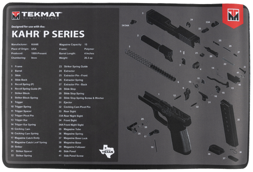 TekMat KAHR Cleaning Mat Black Rubber 11"x17"