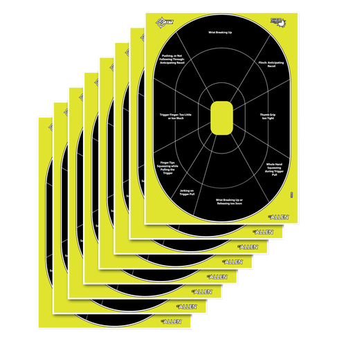 EZ-Aim Splash Reactive Target Oval Paper Hanging Handgun 12" x 18" Black/Yellow 8 Per Pkg