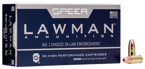 Speer Lawman 9mmLuger 147gr Total Metal Jacket Round Nose 50 Per Box/20 Case
