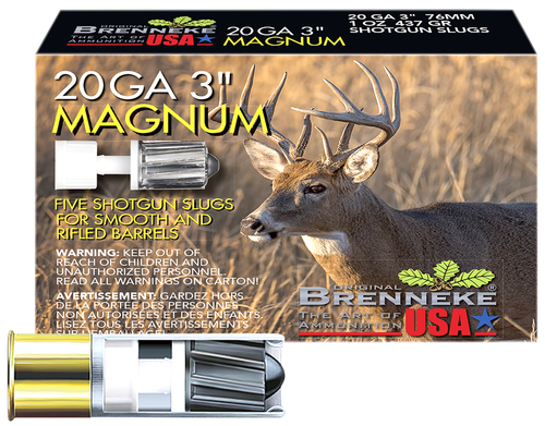 Brenneke Magnum 20Gauge 3" 1oz Slug Shot 5 Per Box/50 Case