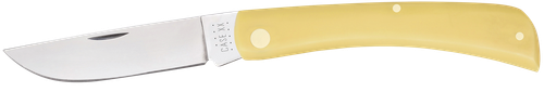 Case Sod Buster Folding Skinner Plain Tumble Polish Carbon Steel Blade/Smooth Yellow Synthetic Handle