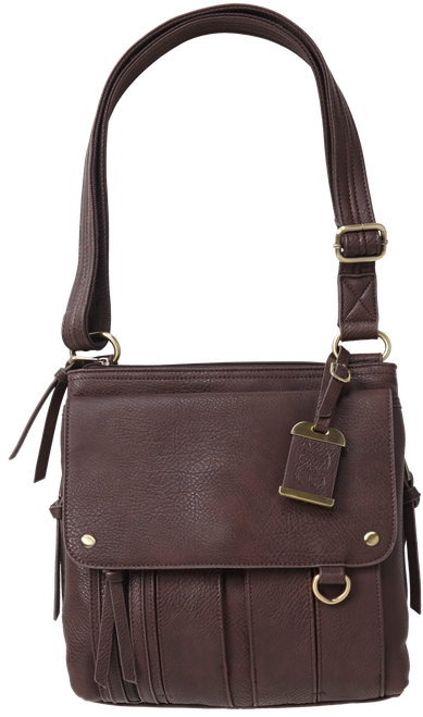 Bulldog Cross Body Purse w/Holster Brown Leather