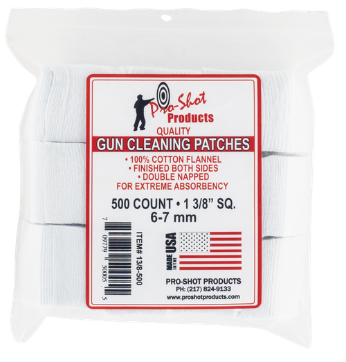Pro-Shot Cleaning Patches 6mm/7mm 1.38" Cotton Flannel 500 Per Pkg