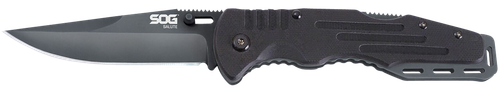 S.O.G Salute 3.62" Folding Clip Point Plain Black Hardcased 8Cr13MoV Stainless Blade G10 Handle Includes Belt