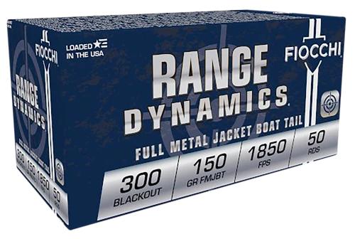 Fiocchi Range Dynamics 300 Blackout Ammo 150gr FMJBT 50 Rounds - 300BLKC