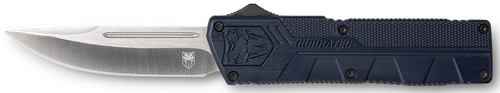 CobraTec Knives Lightweight 3.25" OTF Drop Point Plain D2 Steel Blade/Nypd Blue Aluminum Handle Includes Pocket Clip