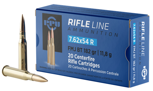PPU Metric Rifle 7.62x54mmR 182gr Full Metal Jacket Boat Tail 20 Per Box/10 Case