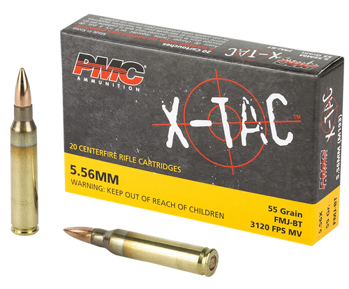 PMC X-Tac 5.56x45mmNATO 55gr Full Metal Jacket Boat Tail 20 Per Box/50 Case