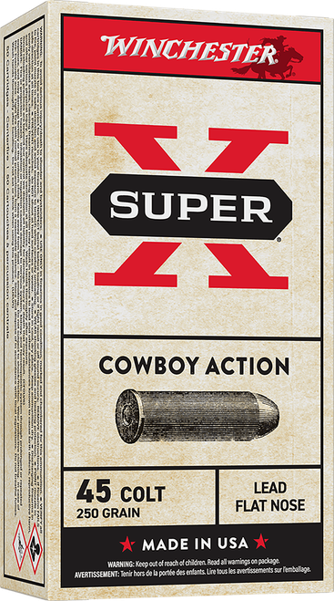 Winchester Super X Cowboy Action Lead Flat Nose 45 Colt Ammo 250gr 50 Rounds - USA45CB