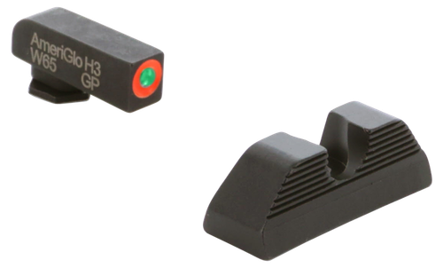 AmeriGlo Protector Sight Set for Glock Green Tritium Orange Outline Front Sight-Black Serrated Rear